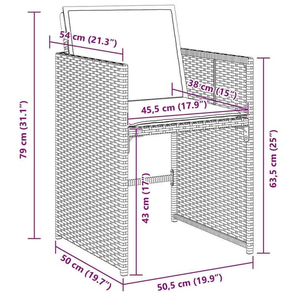 vidaXL Hage Spisegruppe 5 pcs Grå polyrotting