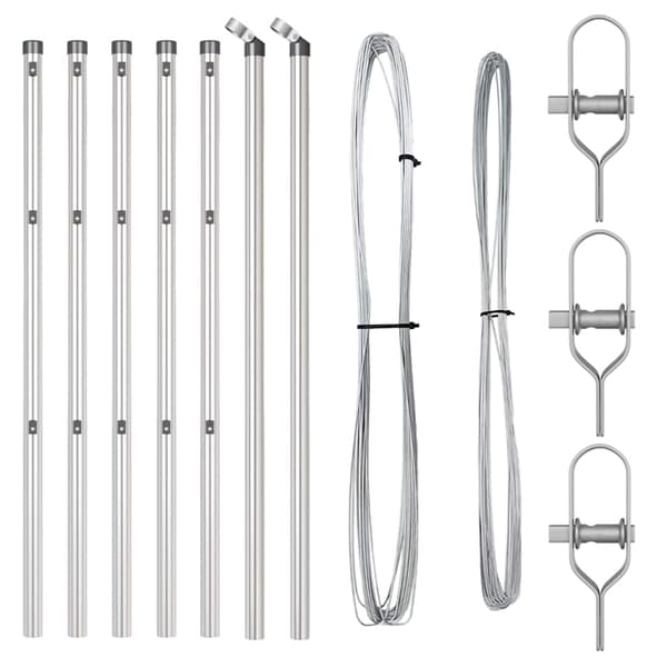 vidaXL Stängselstolpe 7 pcs Silver Stål