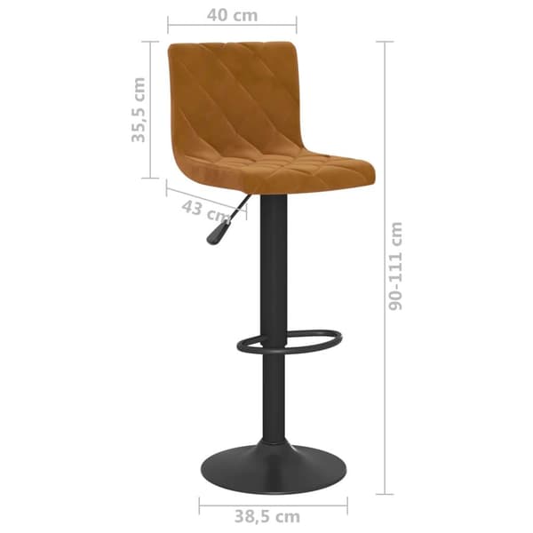 vidaXL Barstolar 2 st brun sammet