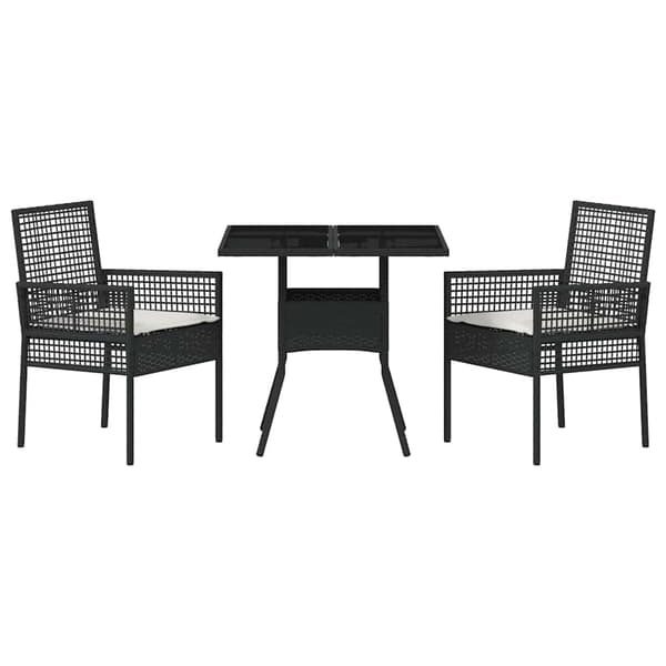vidaXL Trädgårdsmöbelset 3 pcs Svart konstrotting