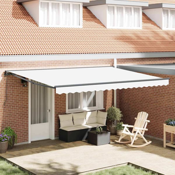 vidaXL Markiseramme Hvit 450 × 300 cm Polyester med PU-belegg