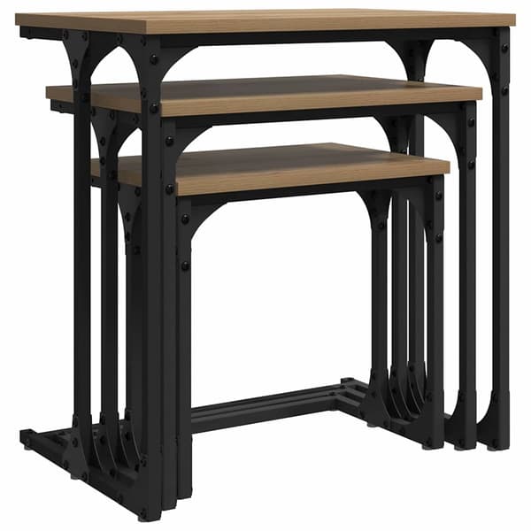 vidaXL Kaffebord med Nesting 3 pcs artisan eik Konstruert tre