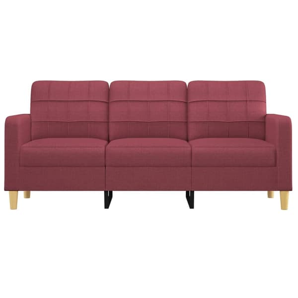 vidaXL 3-sitssoffa vinröd 180 cm tyg