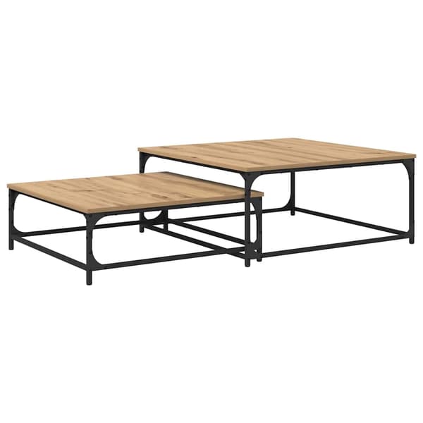 vidaXL Kaffebord 2 pcs Artisan Eik Konstruert tre