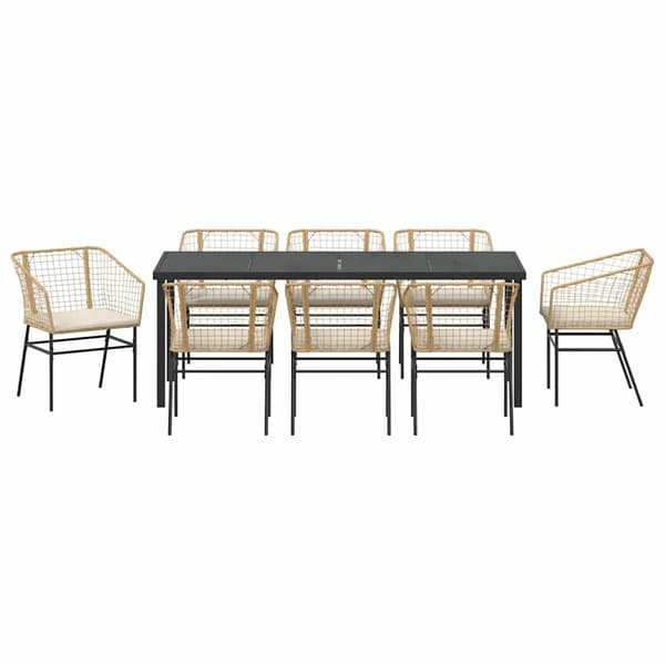 vidaXL Trädgårdsmöbelset 9 pcs Brun konstrotting