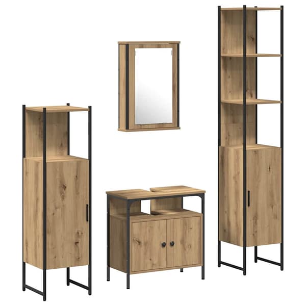 vidaXL Baderomsinnredningssett 4 pcs artisan eik Konstruert tre