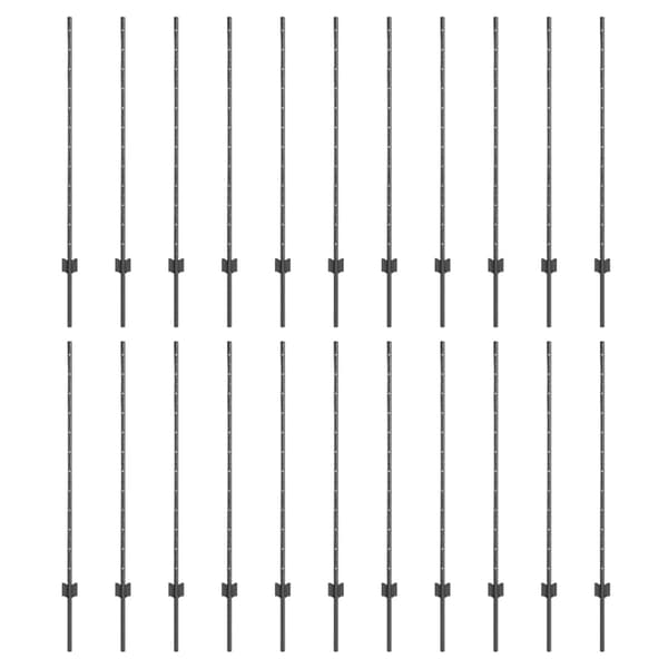 vidaXL Gjerdepåle 22 pcs Grå 160 cm Stål