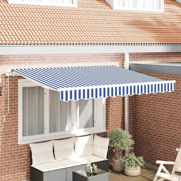 vidaXL Reserveduk til markise Blå og hvit 235 x 195 cm Polyester