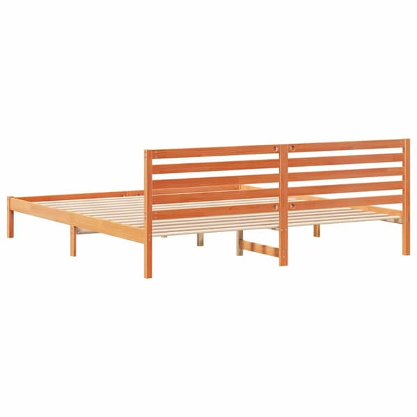 vidaXL Sengestamme med hodegjerde Vokset Brun 180 x 210 cm Massiv furu