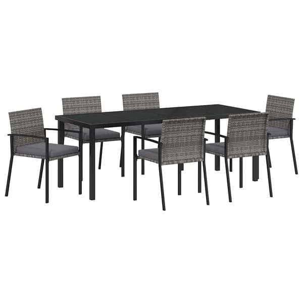vidaXL Trädgårdsmöbelset 6 pcs Grå Pulverlackerat stål