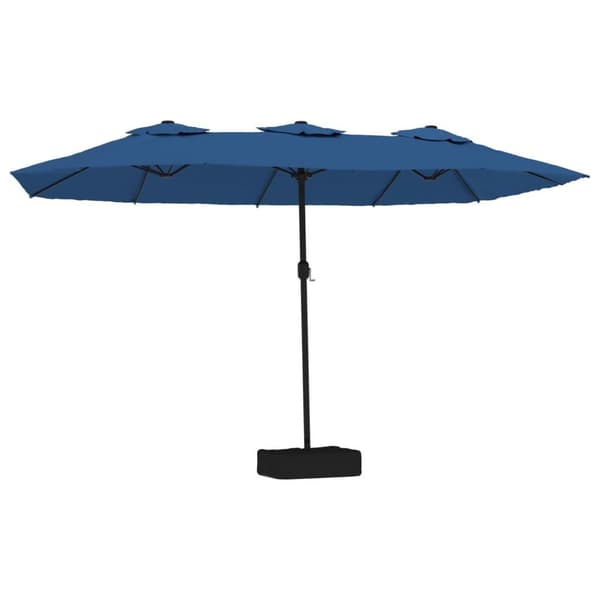 vidaXL Parasoll dobbelt hode med LED asurblå 449x245 cm