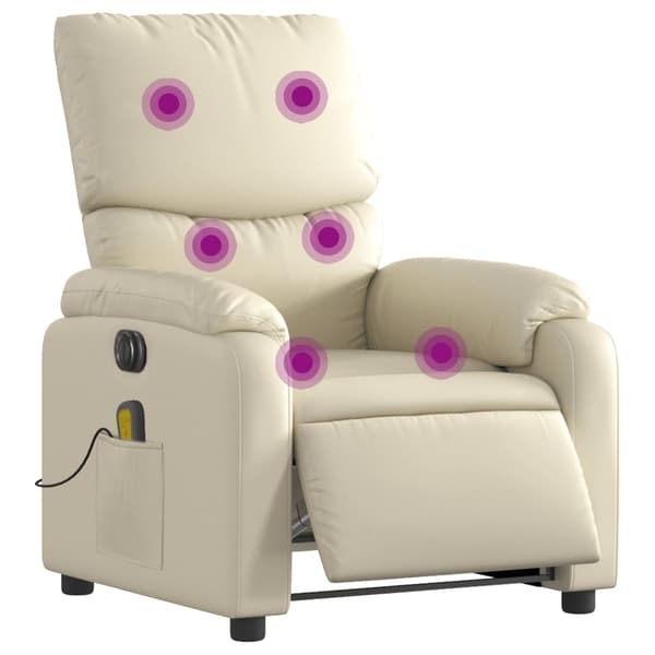 vidaXL Elektrisk massagefåtölj gräddvit konstläder