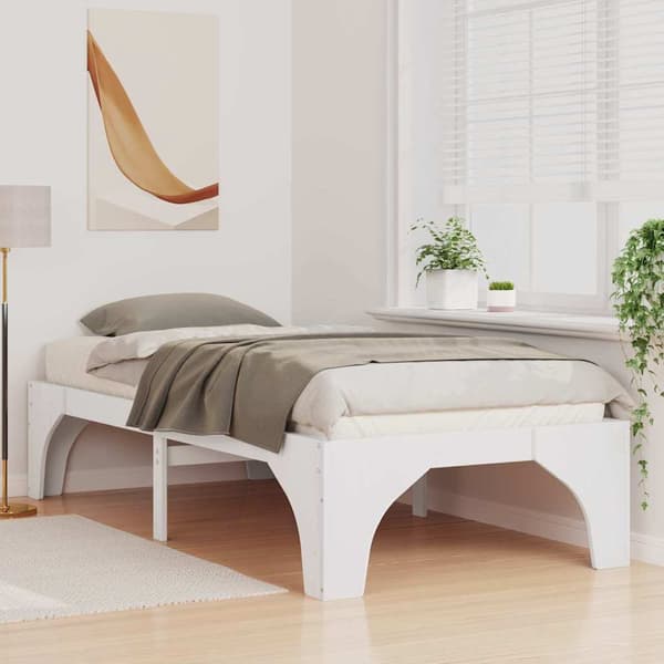 vidaXL Sängram Vit 75 x 190 cm Massiv furu