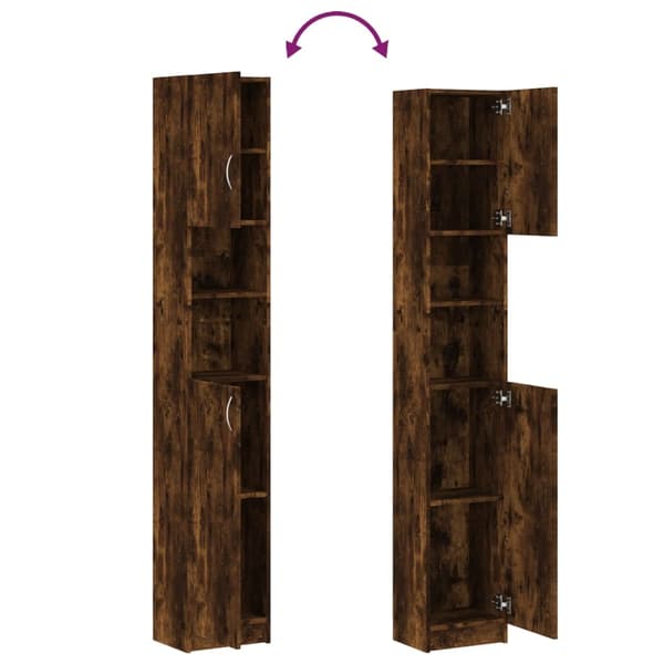 vidaXL Baderomsskap røkt eik 32x25,5x190 cm konstruert tre