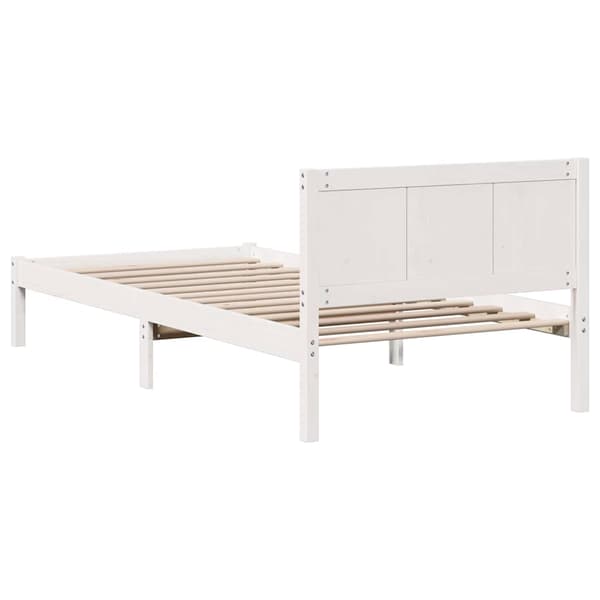 vidaXL Sängram Vit 75 x 190 cm Massivt tallträ