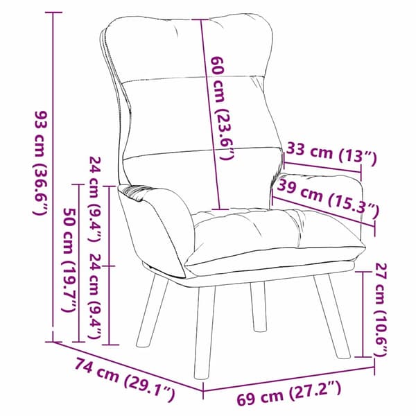 vidaXL fåtölj Ljusgrå 69 x 74 x 93 cm Sammet