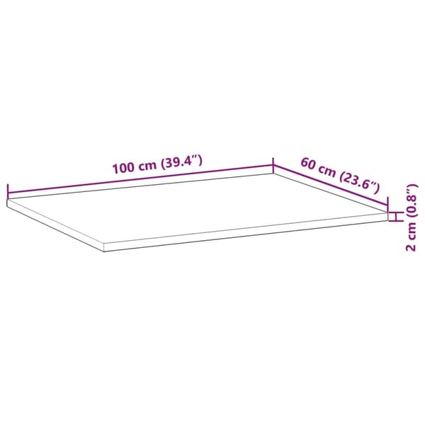 vidaXL Bordplate rektangulær 100x60x2 cm heltre akasie