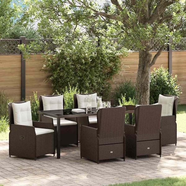 vidaXL Trädgårdsmöbelset 7 pcs Brun konstrotting