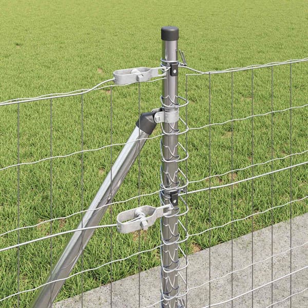 vidaXL Gjerde med stolpe sølv 0,6 x 25 m Stål