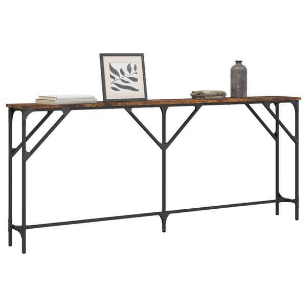 vidaXL Konsollbord røkt eik 180x23x75 cm konstruert tre