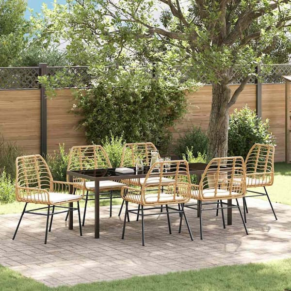 vidaXL Trädgårdsmöbelset 7 pcs Brun konstrotting