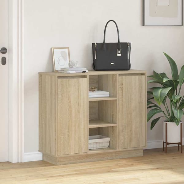 vidaXL LED sideboard Sonoma eik 90 x 32 x 75 cm Konstruert tre