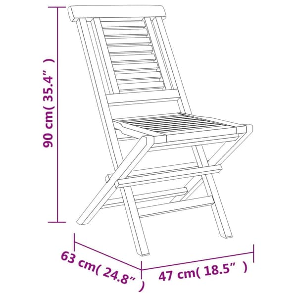 vidaXL Klappstoler 6 stk 47x63x90 cm heltre teak
