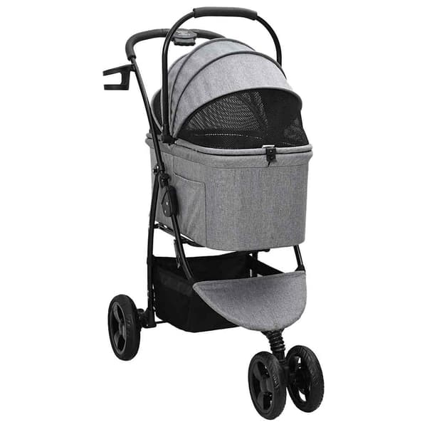 vidaXL Sammenleggbar kjæledyrvogn Grå 78 x 54 x 101 cm Polyester