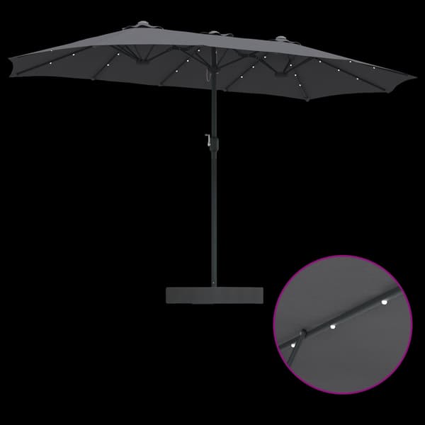 vidaXL Hageparasol Antrasitt 385 x 209 x 244 cm Polyester