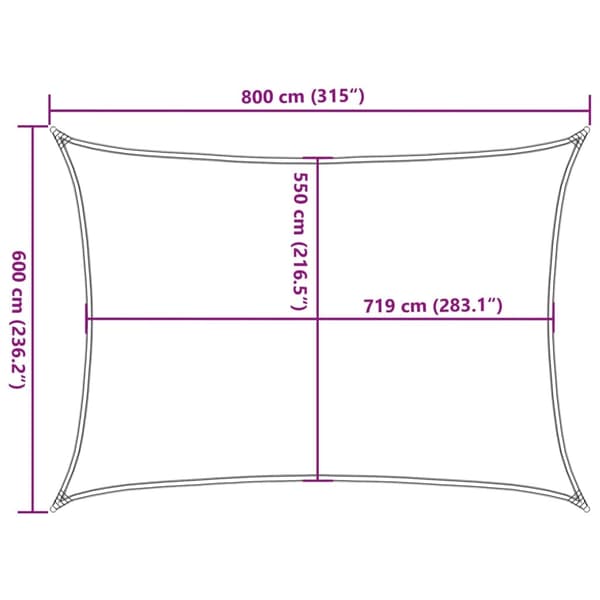 vidaXL Solseil 160 g/m² rektangulær svart 6x8 m HDPE
