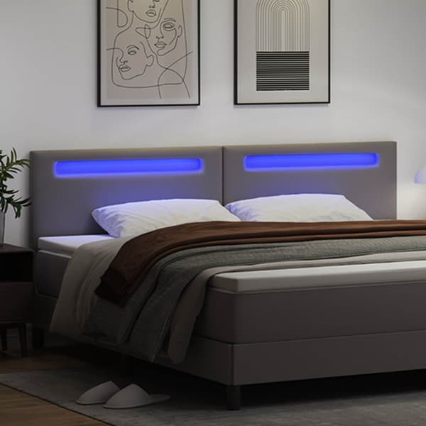 vidaXL LED huvuddyna Grå 200 cm Konstläder