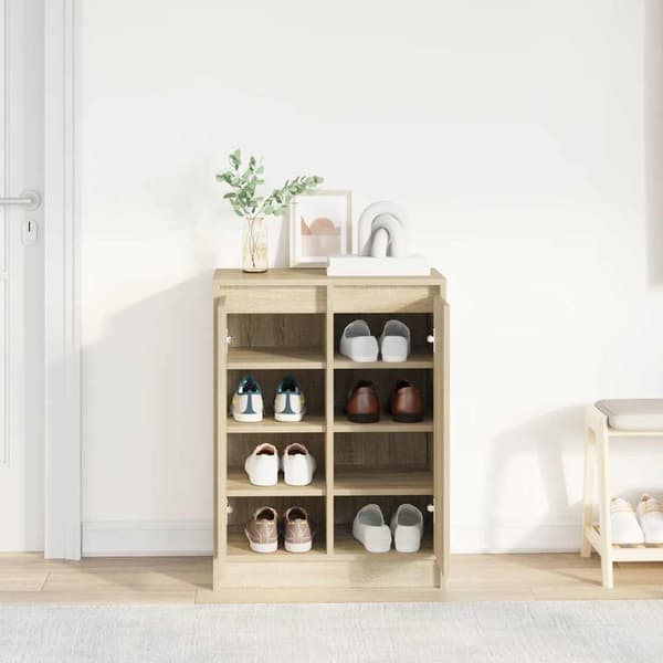 vidaXL Skoskap sonoma eik 57x34x76 cm sponplate