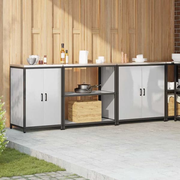 vidaXL Köksförvaringsset med hylla 3 pcs Silver Rostfritt stål
