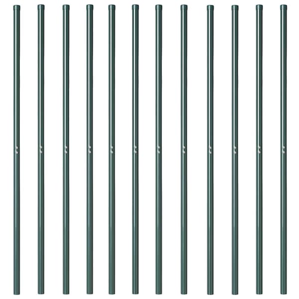 vidaXL Stängselstolpe 12 pcs Grön Pulverlackerad stål