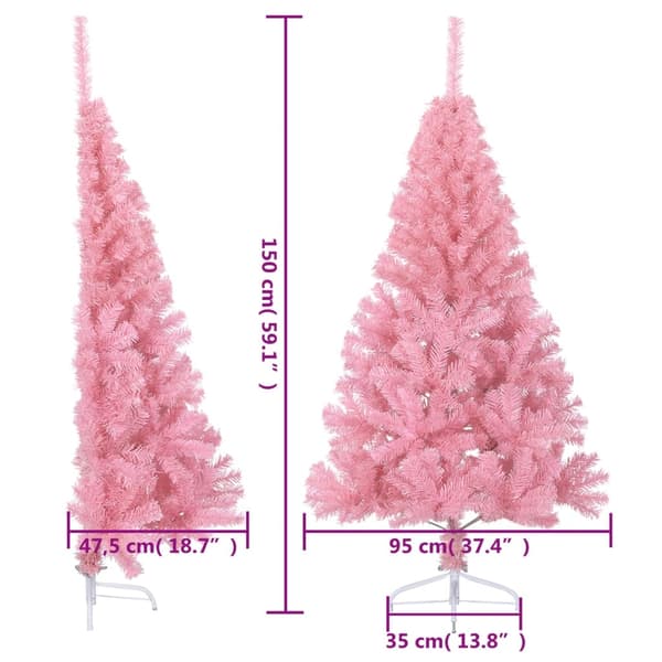 vidaXL Halv plastgran med stativ rosa 150 cm PVC