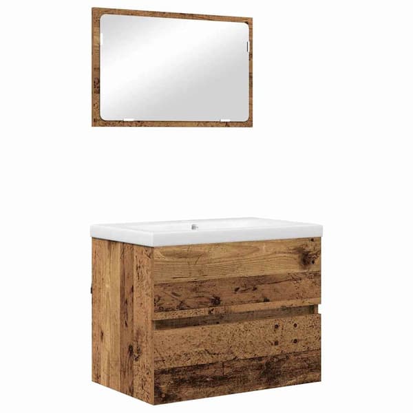 vidaXL Baderomsinnredningssett 3 pcs Gamle tre Konstruert tre