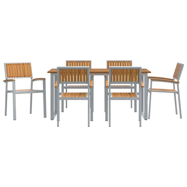 vidaXL Hage Spisegruppe 7 pcs Grå Solid akasietre