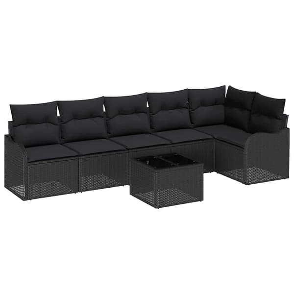 vidaXL Trädgårdsoffset 7 pcs Svart konstrotting