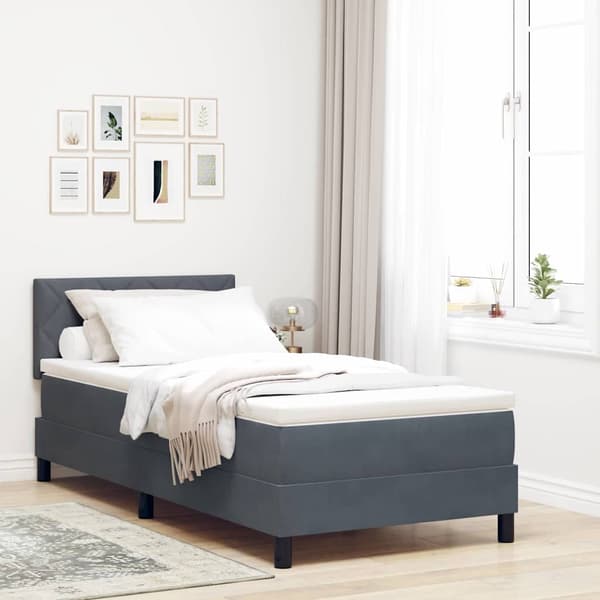 vidaXL Bäddfjäder med madrass Mörkgrå 100 x 200 cm Sammet
