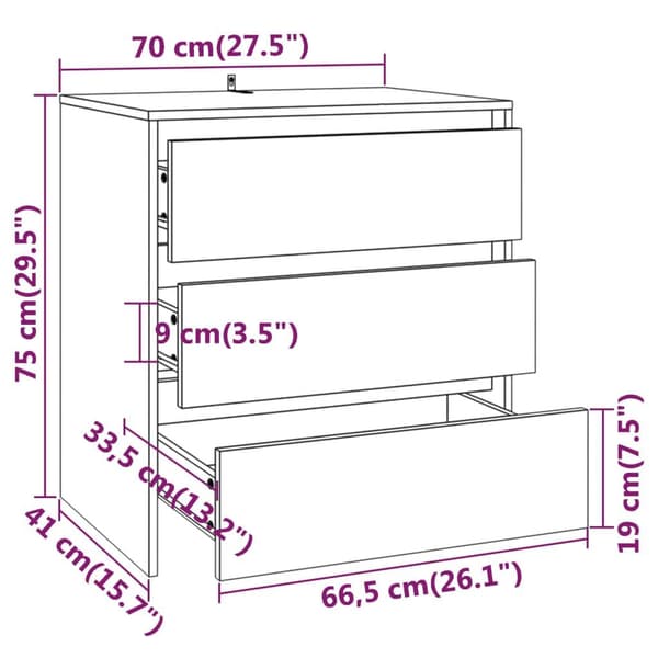vidaXL Skänk vit 70x41x75 cm spånskiva