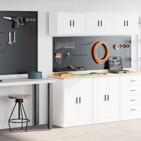 vidaXL Garageskåp 2 st, vit, konstruerat trä