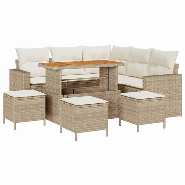 vidaXL Trädgårdsoffset 10 pcs Beige och gräddfärgad konstrotting