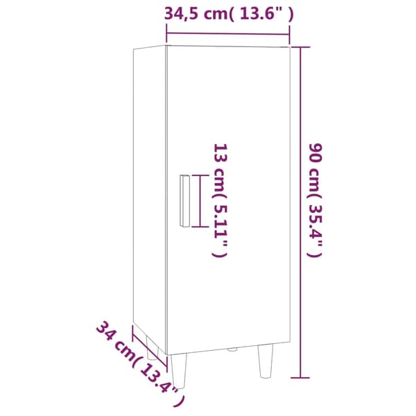 vidaXL Skänk vit 34,5x34x90 cm konstruerat trä
