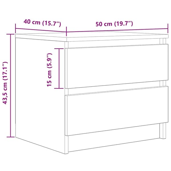 vidaXL Nattbord artisan eik 40x40x50 cm konstruert tre