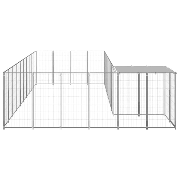 vidaXL Hundgård silver 13,31 m² stål