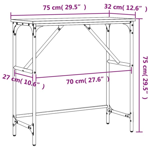 vidaXL Konsollbord røkt eik 75x32x75 cm konstruert tre