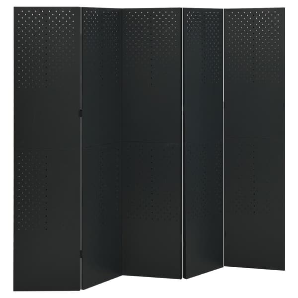 vidaXL Romdeler 4 paneler 2 stk svart 200x180 cm stål