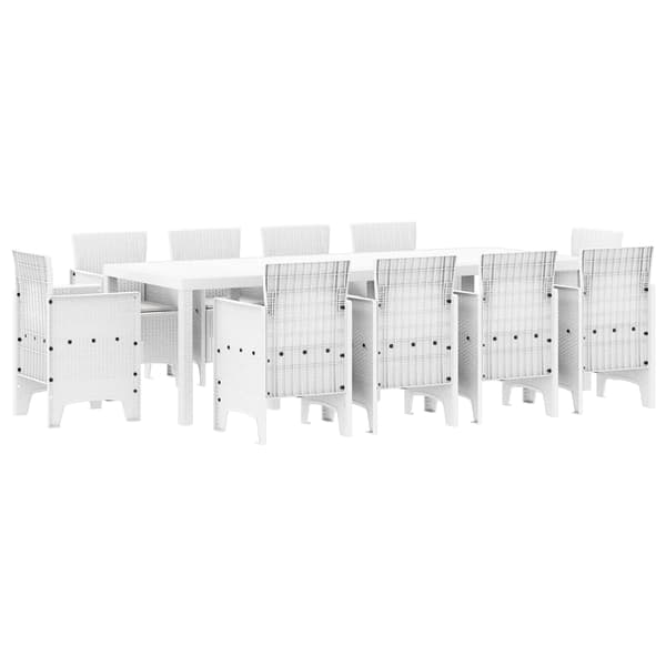 vidaXL Hage Spisegruppe 11 pcs Hvit Polt rattan