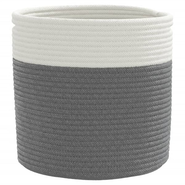 vidaXL Förvaringskorgar 2 st grå och vit Ø28x28 cm bomull