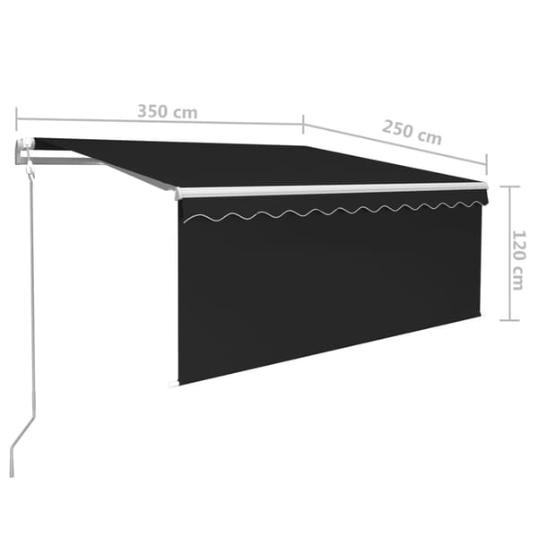 vidaXL Automatisk markis vindsensor rullgardin LED 3,5x2,5m antracit
